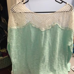 Teal and lace lightweight sweater